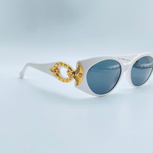 Linea Pitti 90s vintage branco e dourado strass óculos de sol exclusivos femininos armações NOS