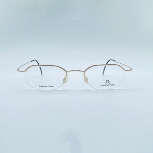 Rodenstock Mod. R 4336 / 90s / Vintage Slim Hexagon Gold Half Rim Eyeglasses / Womens & Mens Frame / NOS / Made İn Germany