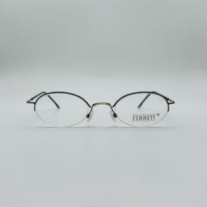 Ferreti F025  , 90s ,vintage half rim small oval unique glasses , women & men frames  NOS