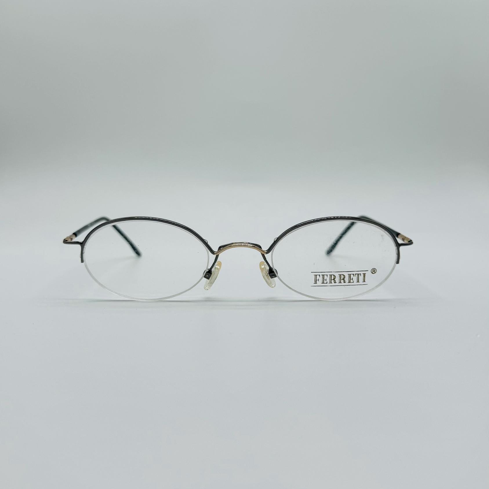 Ferreti F025 , 90s ,vintage Half Rim Small Oval Unique
