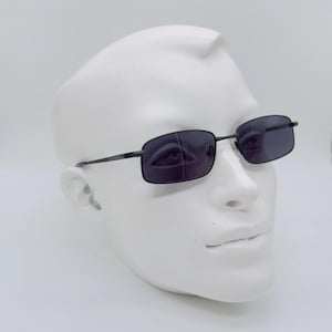 90s Vintage Matte Black Rectangle Sunglasses - Lord 7091 3 NOS