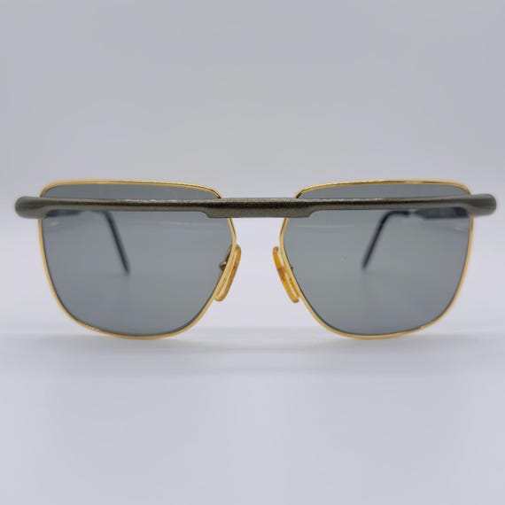 Vintage Gianfranco Ferre Sunglasses: Gold Green Alutanium Square