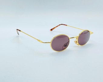 Europa Valottica 476 90s vintage gold small slim oval unique sunglasses women & men frames NOS made in italy