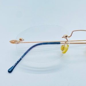 Living Titan 4451-6 90s Rimless Rectangle Oval Vintage Unique Eyeglasses Mens & Womens Frames Made İn İtaly NOS