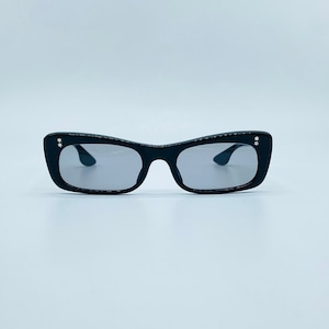 Aparis 50s Vintage Sunglasses: Black Square Frames, Grey Tinted Lenses