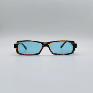Vintage 90s Rectangle Sunglasses: Blue Tinted Lenses, NOS