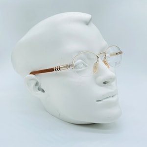 LT Lord 7020 80s Vintage Gold And Genuine Wood Temples  Oval Half Rim  Eyeglasses Women & Men Frames NOS / Made İn İtaly