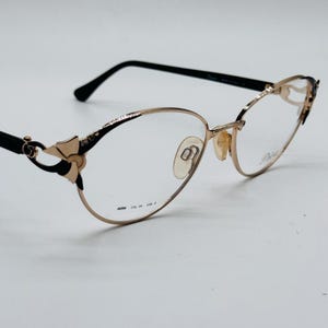 Vintage Rhinestone Cat Eye Glasses: 90s Gold & Black Frames (NOS)