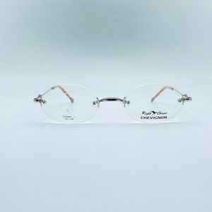 Chevignon  Mod Jackson 90s Vintage Silver Oval Rimless Glasses Women & Men Frames NOS Made İn France
