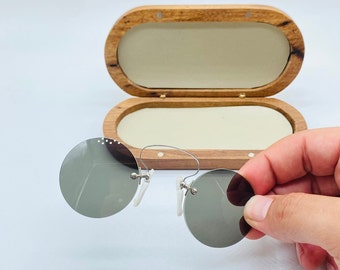 19th Antique Pince - Vintage Circle Unique  Over Nose Sunglasses  Womens & Mens Frame NOS