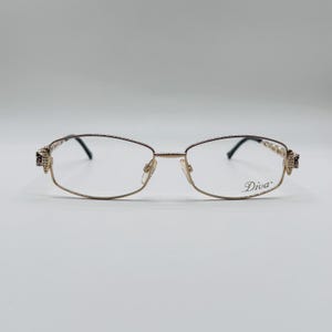 Diva 5274 , 90s  Vintage Unique rhinestones victorian rectangle eyeglasses ,women Frames , NOS