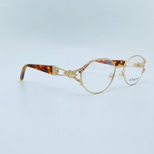 Osse Paris 7253 52  90s  Vintage Gold And Tortoise Oval Cute Eyeglasses Men & Women Frames New old Stock Made İn France