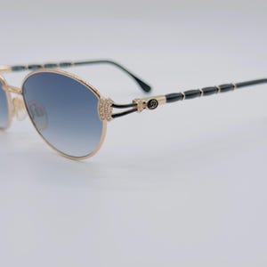Diva 5156 col 2 , 90s  Vintage victorian rhinestones gold and black cat eye sunglasses ,  frames womens , NOS