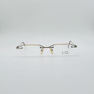 Flair Mod EYEQ 815, années 90, or antique vintage, petites lunettes rectangulaires sans monture, montures homme et femme, NOS, fabriquées en Allemagne