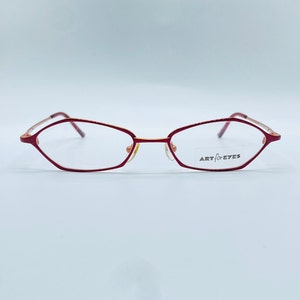 Art For Eyes Münic Eyewear Mod. AE 71  / 90s / Vintage Micro Slim Red And Orange  Eyeglasses / Mens & Womens Frame / NOS / Made İn Germany