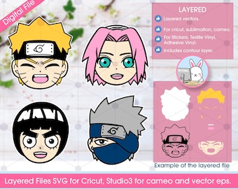Anime Character, Svg Cricut File, cameo studio 3 file, (includes Png, Eps and Pdf files) for vinyl cut.