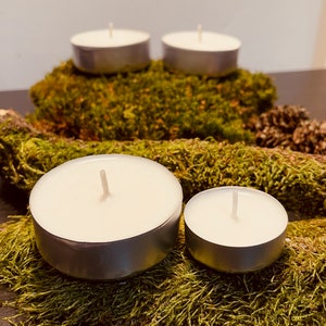 Large Soy Wax Unscented Tea Lights Jumbo XXL  LONG BURN  Night Light Candles Tealights  100%  Natural Eco  Maxi Lights