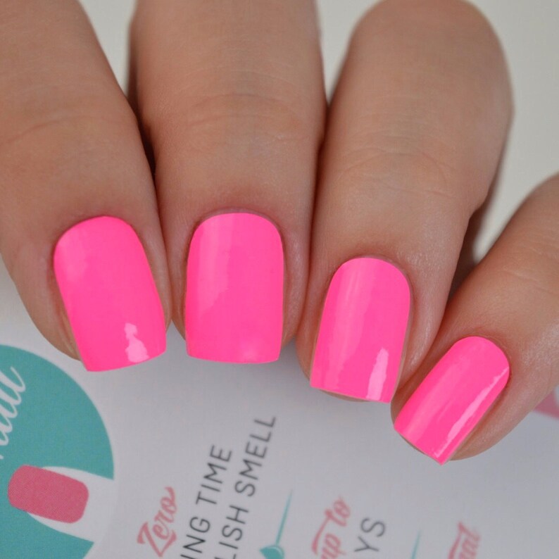 Neon Pink Nail Polish Wraps Etsy