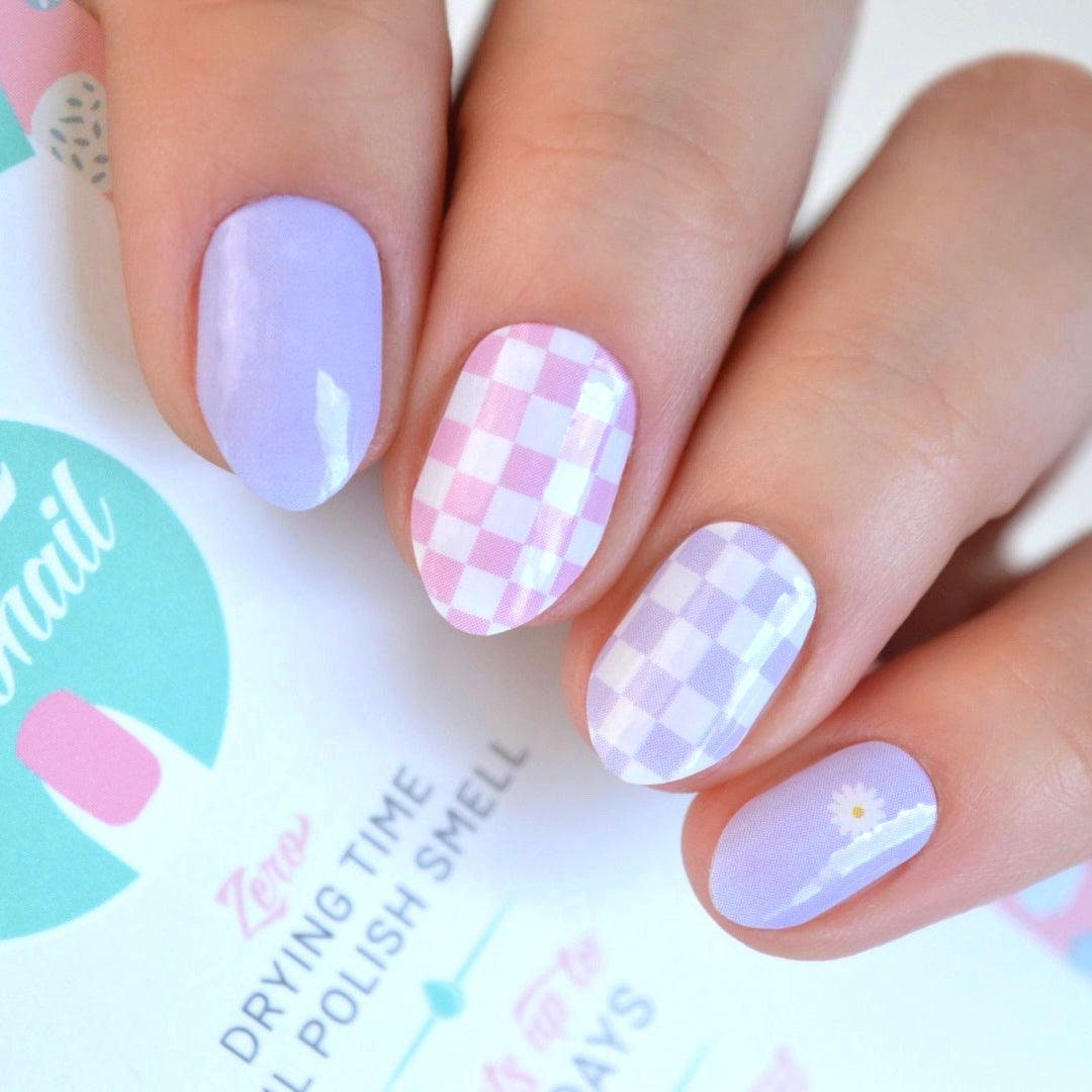 E Girl Pink Checkers Nail Polish Wraps