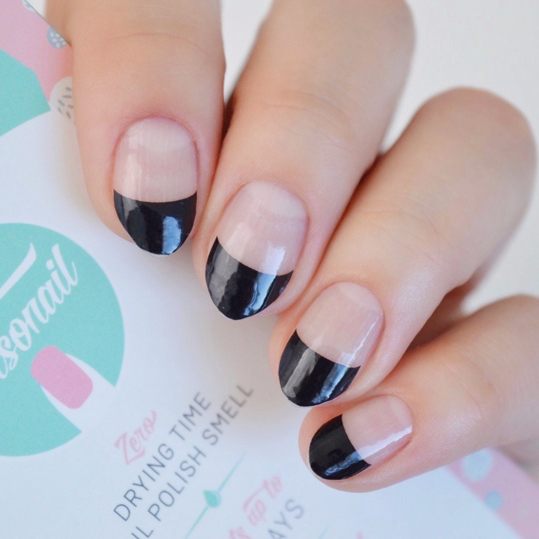 Black French Tips Nail Polish Wraps transparent - Etsy New Zealand Black French Tips Nail Polish Wraps transparent - Etsy New Zealand