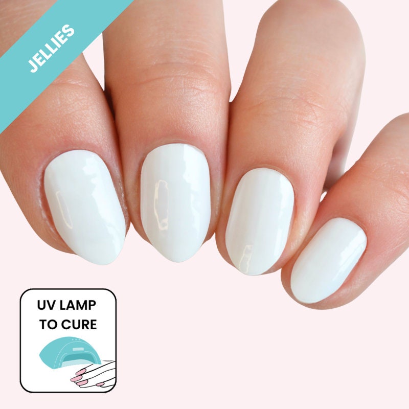 Chalk White Super Jellies Semi Cured Stickers Wraps Sticker - DIY Easy to Apply Nail Polish Stickers Kit