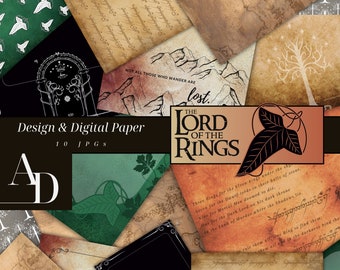 Lord of the rings, digital paper, stationery, motif paper to print out