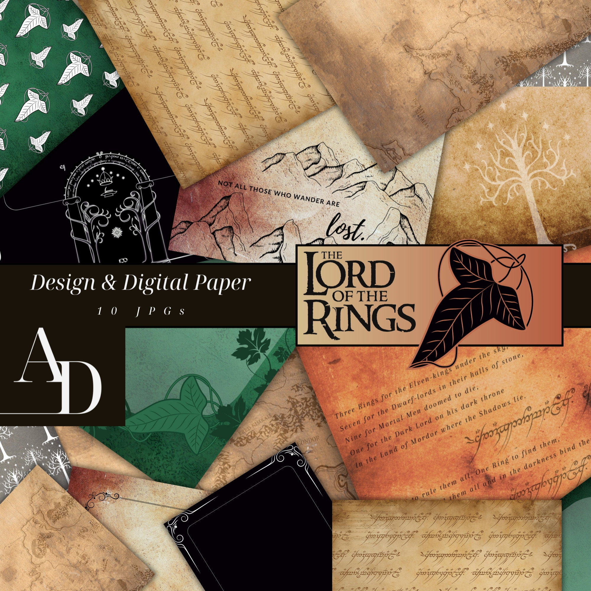 Digital paper, stationery, motif paper for printing, for scrapbooks, junk journals and much more.