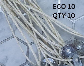 Eco 10 Candle Wicks: Natural Fiber DIY Candle Making (6")