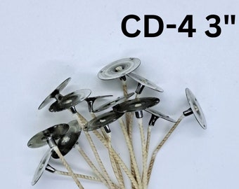 CD-4 Candle Wicks, 3" Pre-Waxed Cotton Wicks, (10 or 20 Pack)