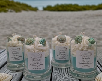 Seaside Soy Candle: Hand-Poured Sea Shell Decor, Beach Lover Gift