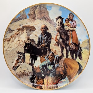 Plato de colección vintage The Dinneh de R Browne McGrew Impresionante pieza de arte occidental para coleccionistas de arte Regalo perfecto para entusiastas del arte occidental