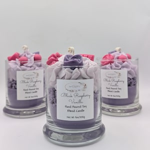 Black Raspberry Vanilla Hand Poured Candle for Relaxation Ideal Gift for Any Occasion Scented Soy Blend Candle Perfect Gift for Candle Lover