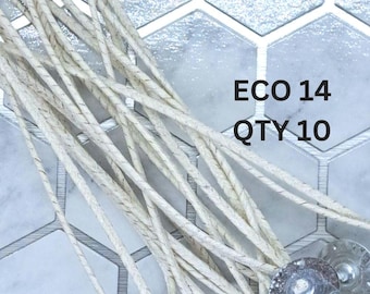 Eco 14 Candle Wicks: Natural Fiber Cotton, DIY Candle Making (10 count)