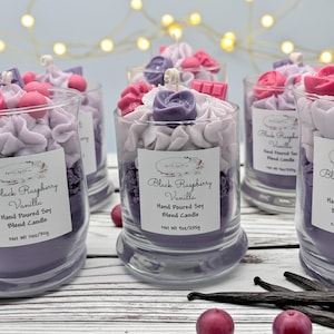 Black Raspberry Vanilla Scented Candle: Hand Poured Soy Blend