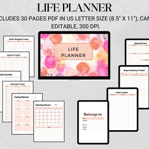 Plantilla Life Planner Plantilla Canva editable Tamaño de carta de EE. UU. 8.5" x 11" A4 A5 Business Planner Descarga digital