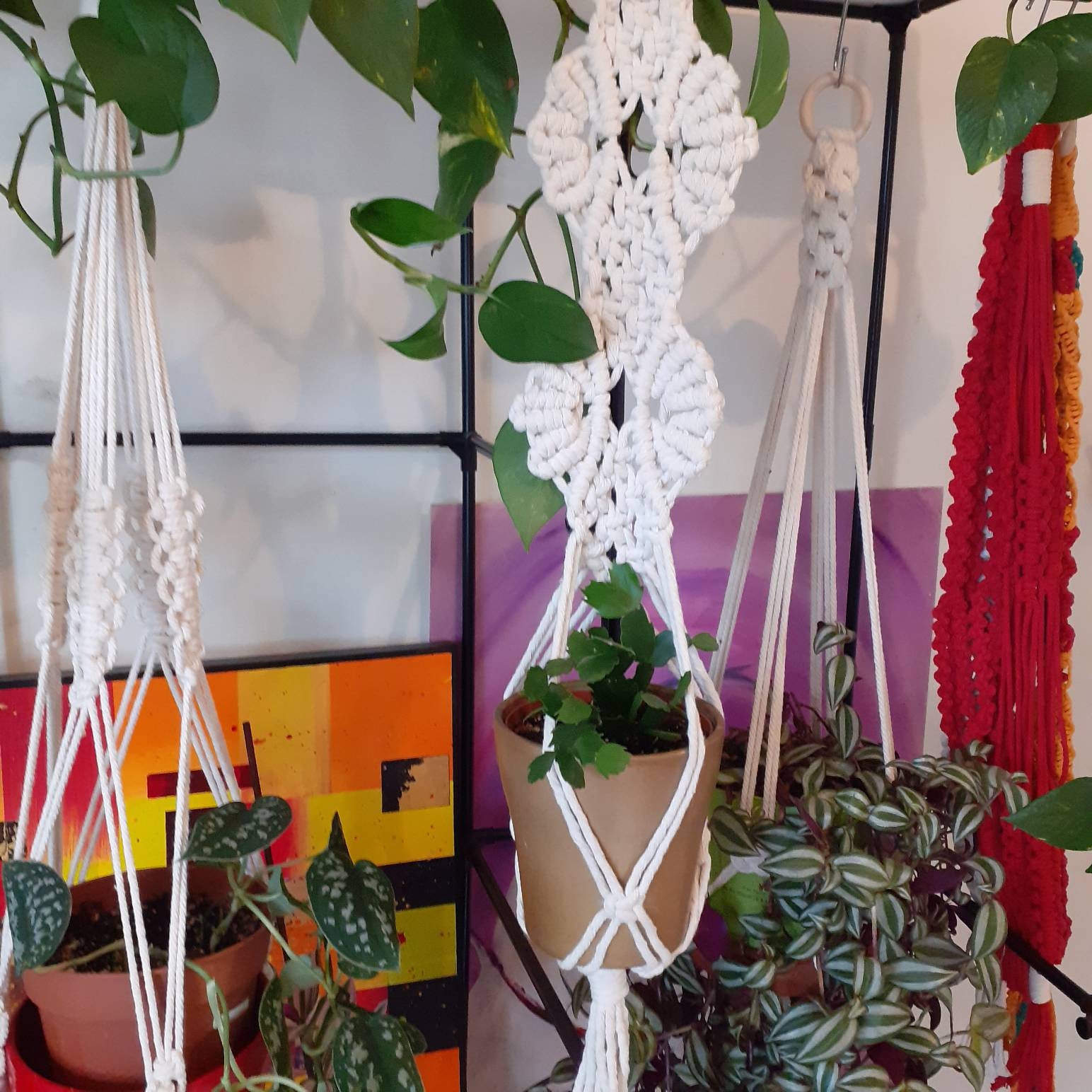 Suspension Macramé Mural Blanc