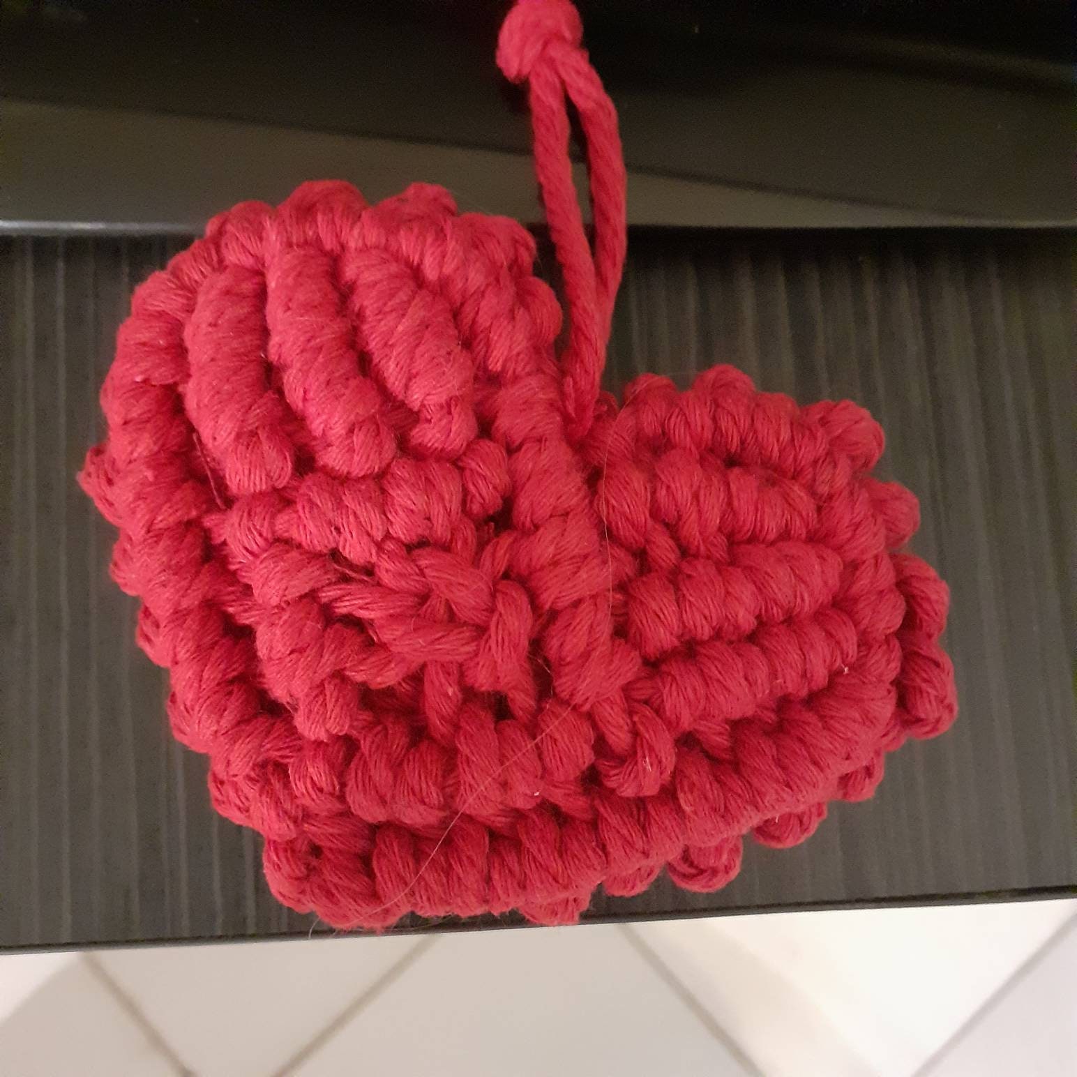 Suspension Macramé Coeur 3D