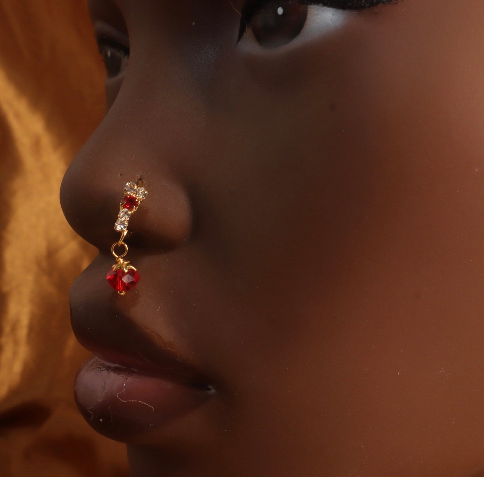 NEW Crystal Gold Nose Stud, Dangle Nose Stud, Nose Ring Hoop, Gold Nose — free download