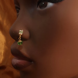 colorful square dangle nose hoop | Dangle Drop Nose Dangle Crystal Nose Ring Handmad Nose Jewelry Nose Piercing Dangle Nose Dangle Ring