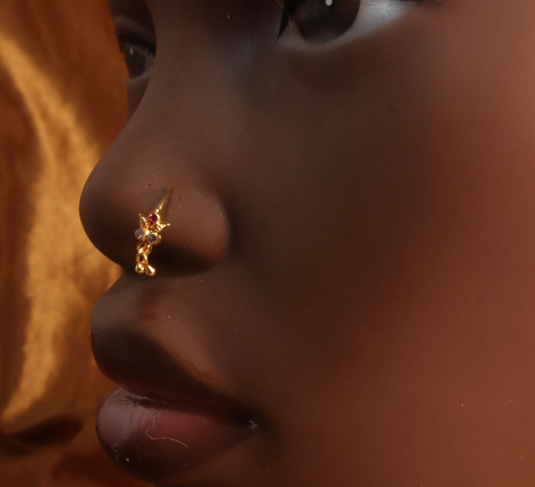Diamond Nose Stud, Red Dangle Nose Stud, Nose Ring Hoop, Gold Nose Hoop — free download