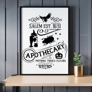 Apothecary Potions, Tonics, Elixirs Halloween Sign, Fall Home Wall Print, Halloween Framed Poster, Spooky Halloween Print, Halloween Party
