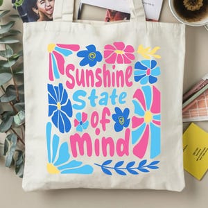 Sunshine State of Mind Tote Bag, Summer Tote Bag, Beach Trip Canvas Bag, Ocean Lover Gift, Beach Lover, canvas tote bag, Sea Life Tote