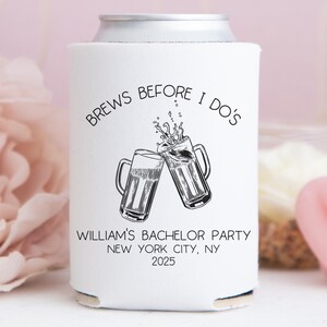 Brews before I do's Custom Bachelor Party Can Cooler, Brewery Bachelor Party, Personalized Can Holder, Bachelor Party Favor, Groomsman Gift