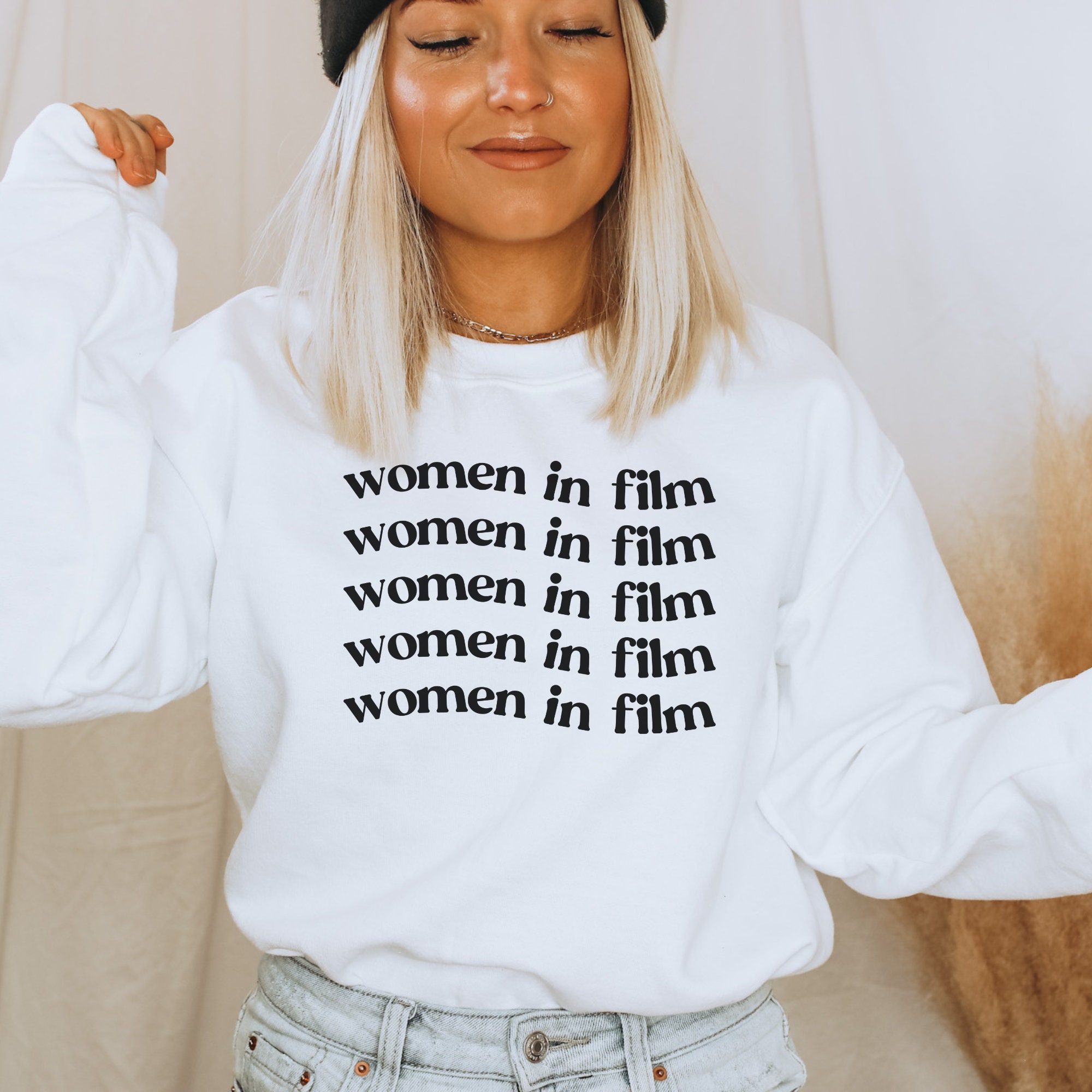 Women in Film Oversized Sweatshirt, Retro Women In Film Crewneck, Filmmaker Vintage Sweater, Women in Filmmaking Gift, Film Crew Sweater