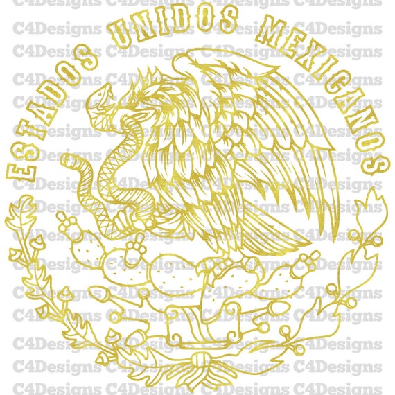Mexico Gold Eagle Escudo De Mexico Aguila De Oro PNG - Etsy