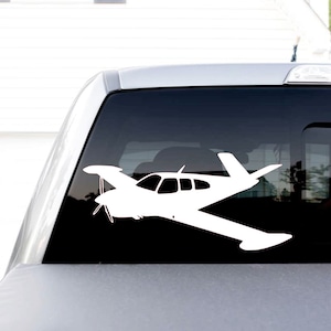 Beechcraft Bonanza 35 V-Tail 3/4 View With Wing Tanks Vinyl Decal