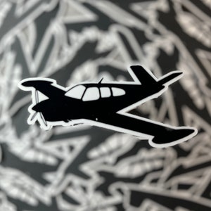 Beechcraft Bonanza 35 V-Tail Angled View With Tip Tanks Sticker
