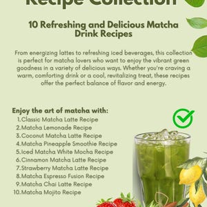 Matcha Latte  Recipe eBook | 10 Refreshing Green Tea Drink Recipes | Digital PDF Download for Matcha Lovers & Tea Enthusiasts