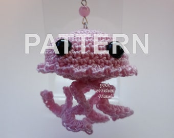 PATTERN Jellyfish Amigurumi Earrings | Crochet Handmade Unique Weird Jewelry OOAK Sea Beach Summer Accessory DIY