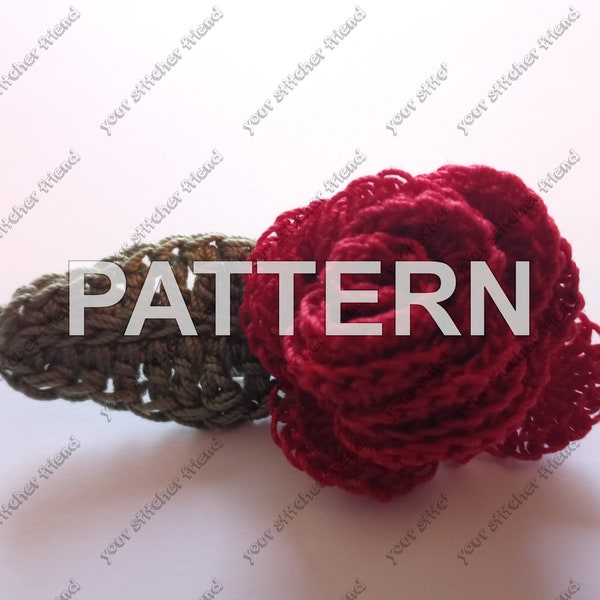 PATTERN Rose Hair Clip Crochet Picture Tutorial